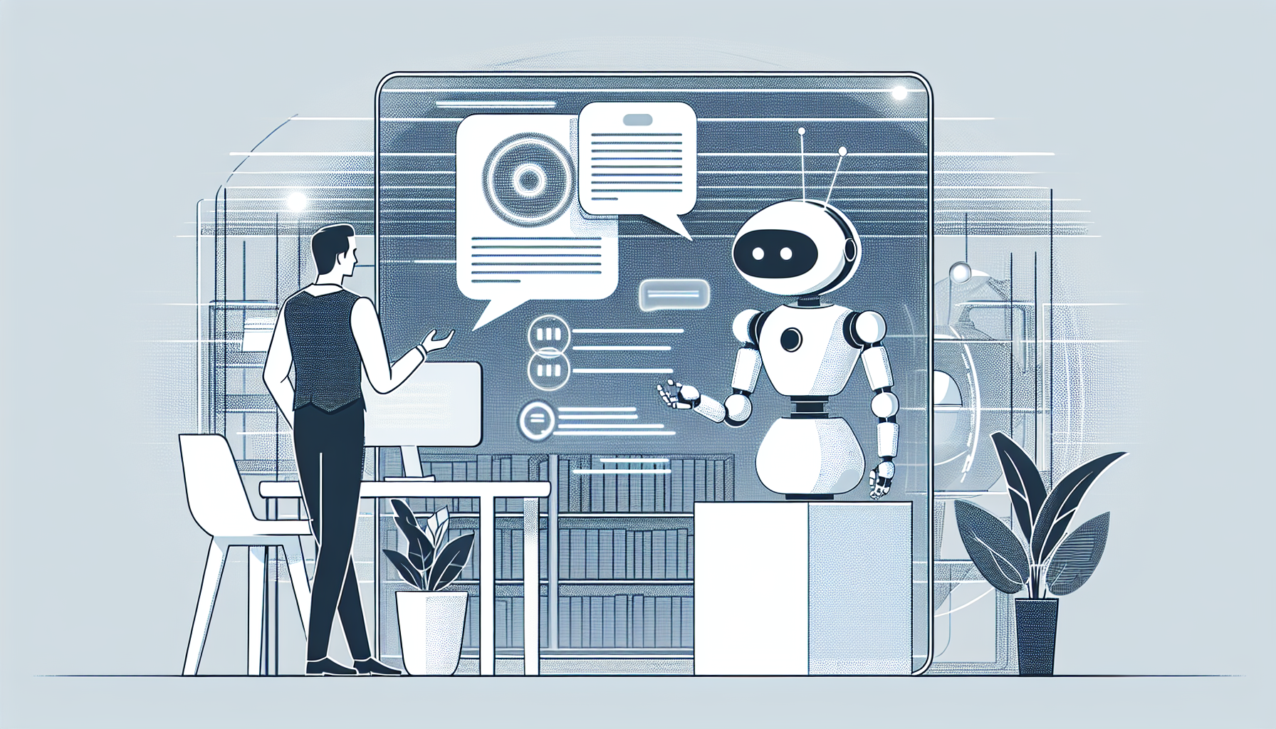illustration of a chatbot interacting with a customer