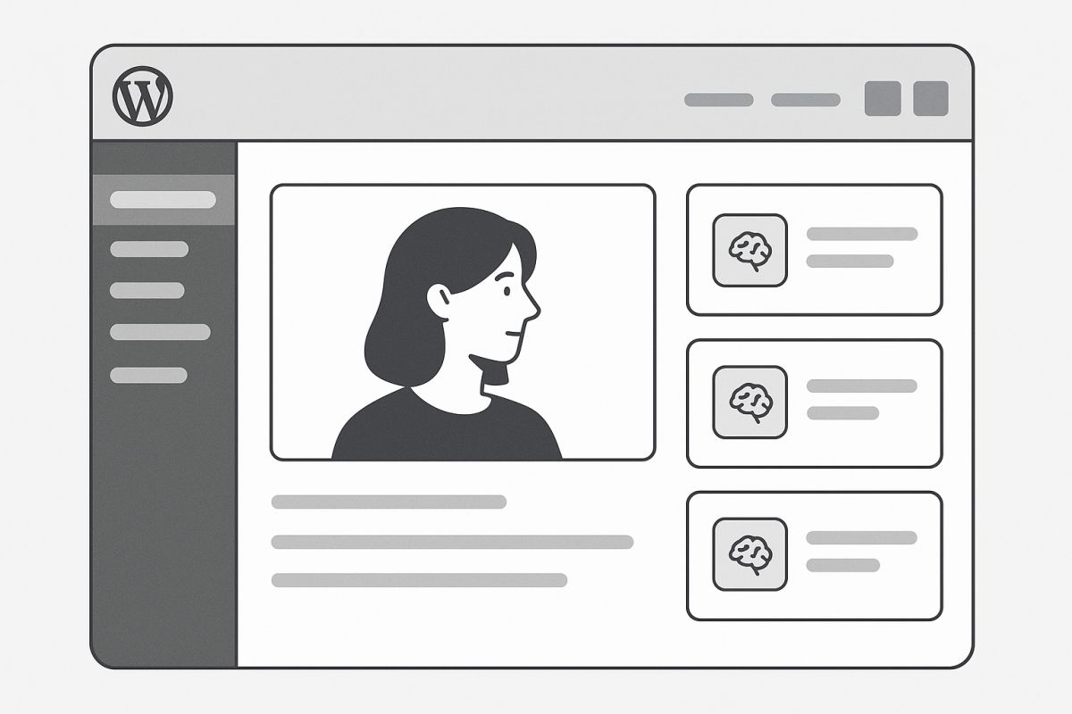 Screenshot of a personalized WordPress dashboard with AI plugin suggestions